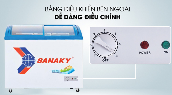 Bảng điều khiển đơn giản của tủ đông Sanaky VH-2899K dễ sử dụng