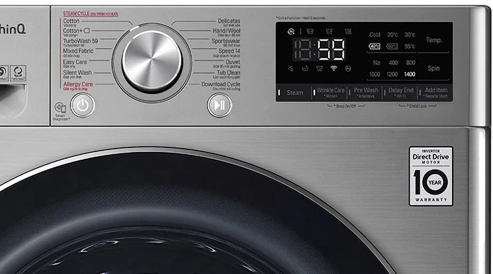 Máy giặt sấy LG FV1409G4V có bảng điều khiển dễ sử dụng