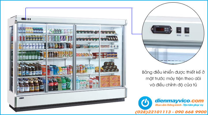 Bảng điều khiển của tủ mát trưng bày nhiều ngăn cửa trượt OPO SMM5D2