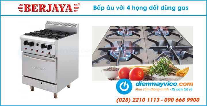 Bếp Âu 4 họng có lò nướng Berjaya DRO4-17