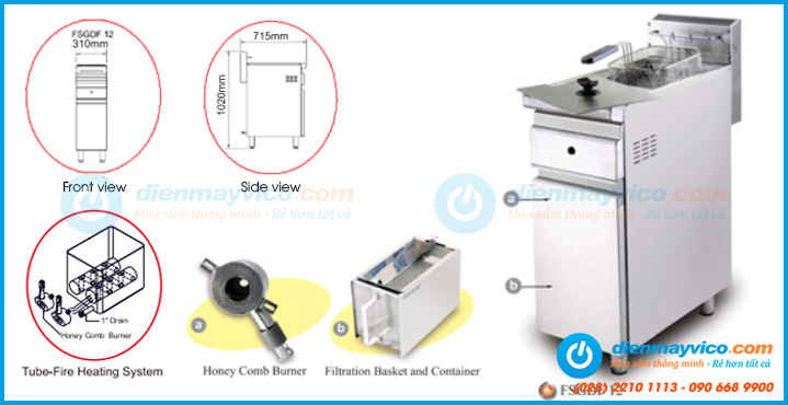 Bếp chiên nhúng Berjaya FSGDF12