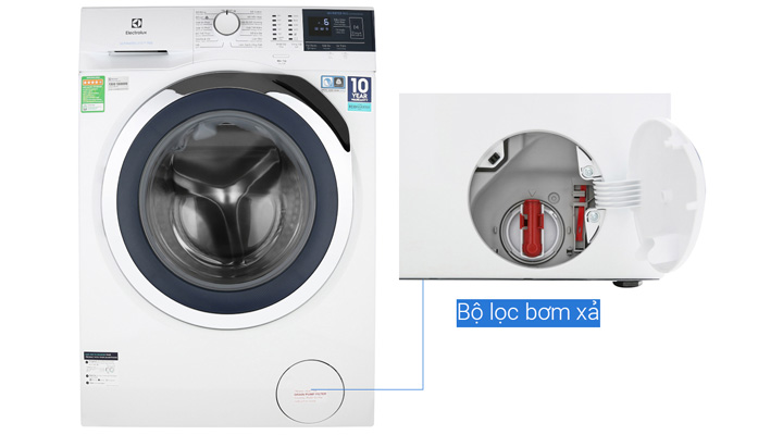 Máy giặt Electrolux EWF9024BDWB có bộ lọc ở mặt trước máy