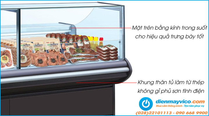 Cấu tạo của tủ mát trưng bày thực phẩm OPO SME0M2-SF