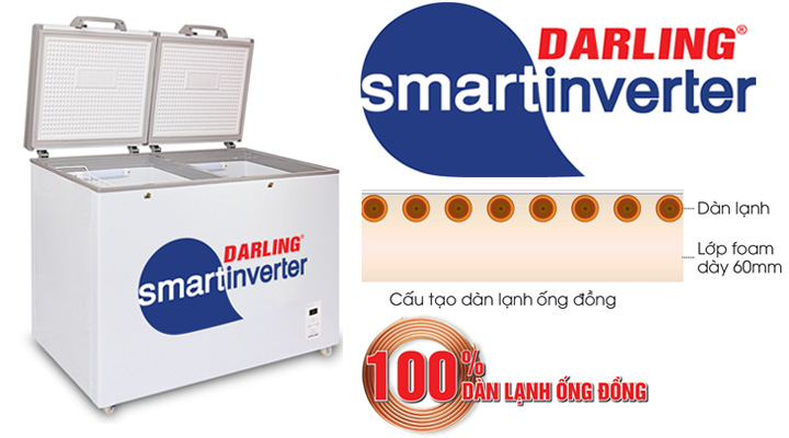 Tủ đông mát Darling Inverter DMF-4699WSI sử dụng hệ thống làm lạnh hiện đại, làm lạnh nhanh sâu và tiết kiệm điện năng