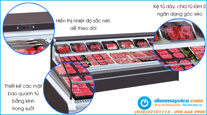 Tủ mát trưng bày thực phẩm OPO F1M1 có thiết kế dưới dạng không cửa tự phục vụ