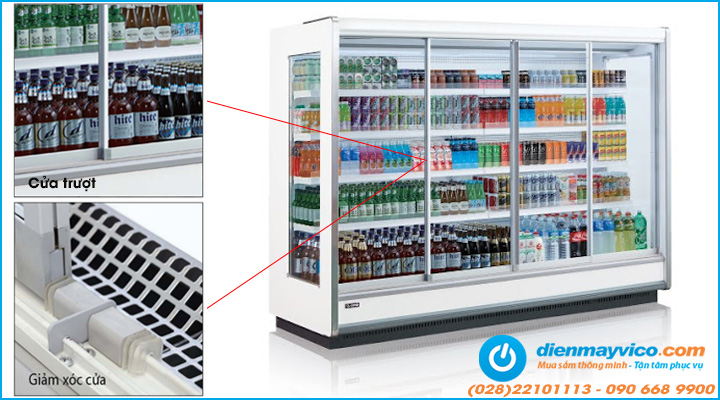 Cửa trượt của tủ mát trưng bày thực phẩm OPO SMM4D2-SD