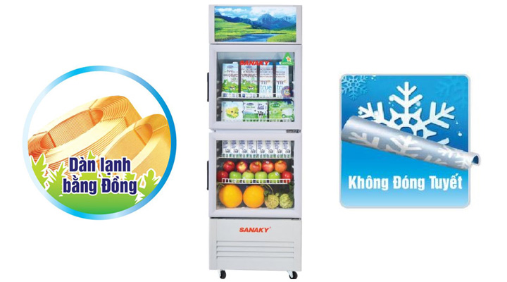 Tủ mát Sanaky VH-219WL sử dụng dàn lạnh ống đồng, làm lạnh nhanh sâu