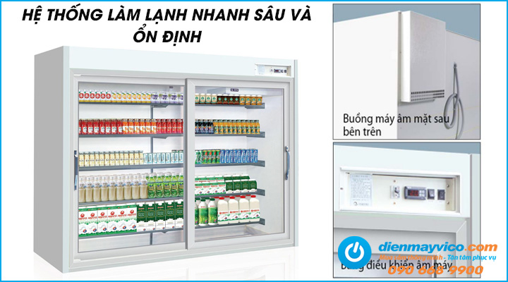Tủ mát trưng bày thức uống dạng cửa trượt OPO XPD5 trang bị hệ thống làm lạnh hiện đại