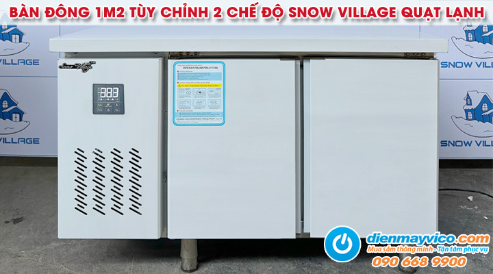 Mẫu bàn đông inox 1m2 tùy chỉnh 2 chế độ Snow Village quạt lạnh