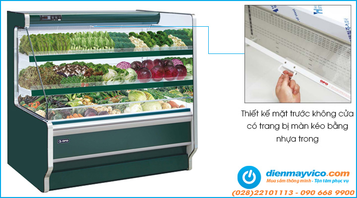 Màn kéo mặt trước của tủ mát trưng bày rau củ quả OPO SMM2V1-SS