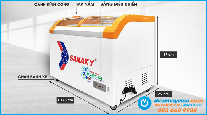 Mẫu tủ đông kính cong Sanaky Inverter VH-4899K3B