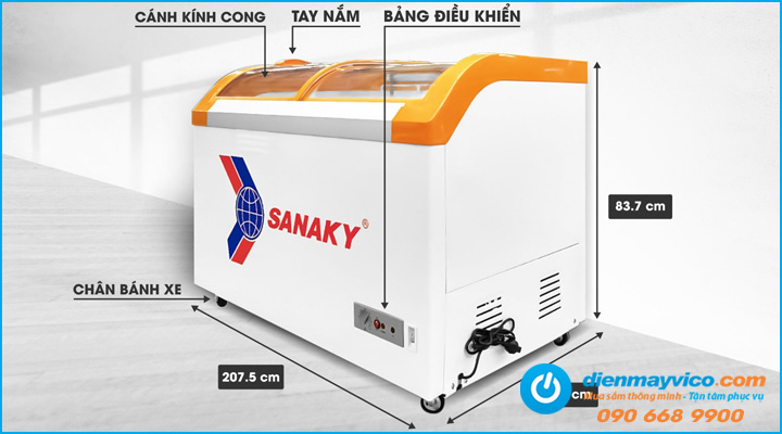 Mẫu tủ đông kính cong Sanaky VH-1099KA