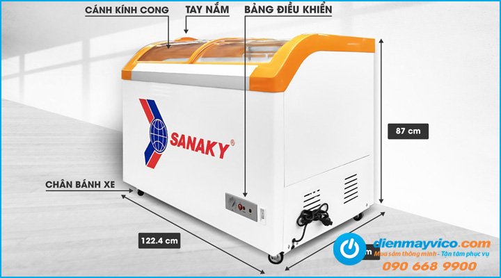Mẫu tủ đông kính cong Sanaky VH-4899KB