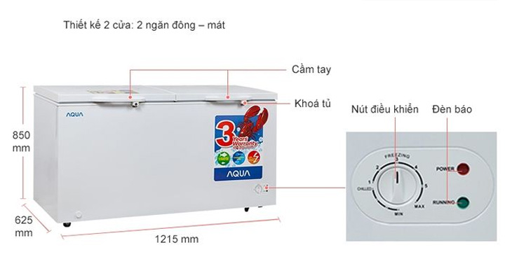 Mẫu tủ đông mát Aqua AQF-R390