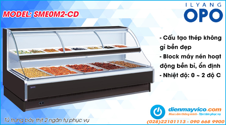 Tủ mát trưng bày OPO SME0M2-CD có hệ thống làm lạnh nhanh sâu và ổn định