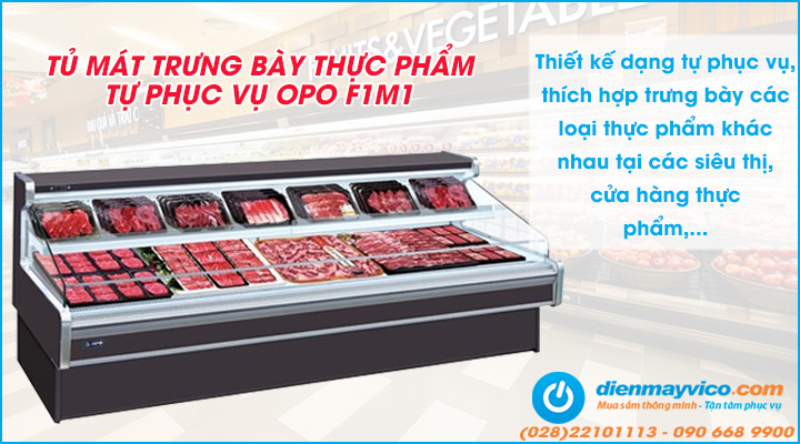 Mẫu tủ mát trưng bày thực phẩm tự phục vụ OPO F1M1