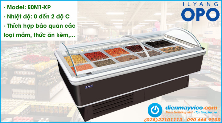 Tủ mát trưng bày thực phẩm OPO E0M1-XP cho khả năng làm lạnh nhanh sâu và đồng đều, giữ nhiệt tốt