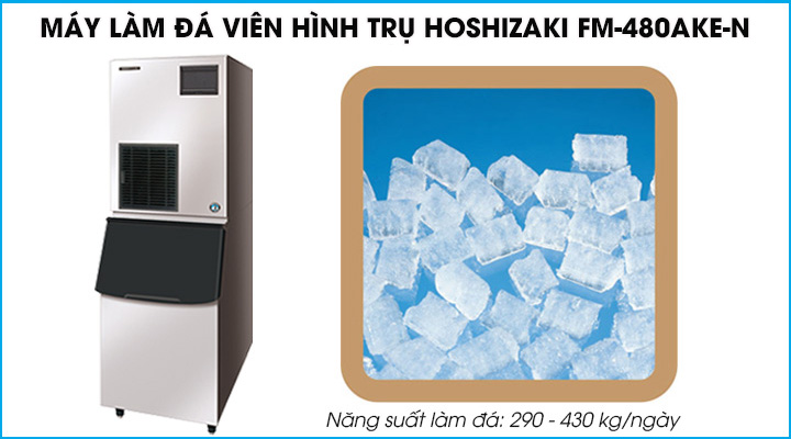 Máy làm đá viên Hoshizaki FM-480AKE-N chuyên sản xuất đá hình trụ với năng suất 290-430 kg/ngày