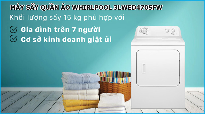 Máy sấy quần áo Whirlpool 3LWED4705FW