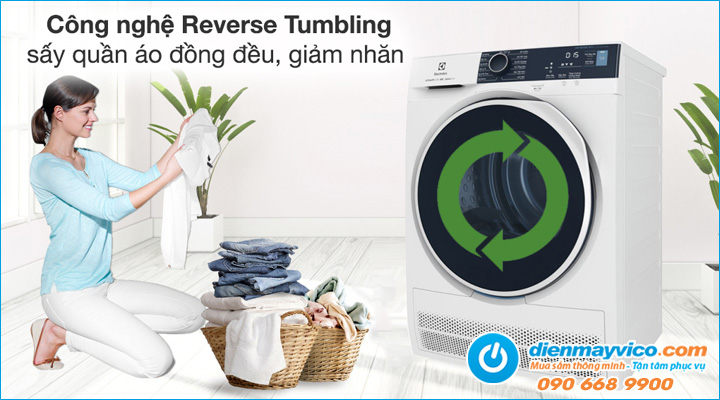 Công nghệ ReverseTumbling của Máy sấy ngưng tụ Electrolux EDC804P5WB