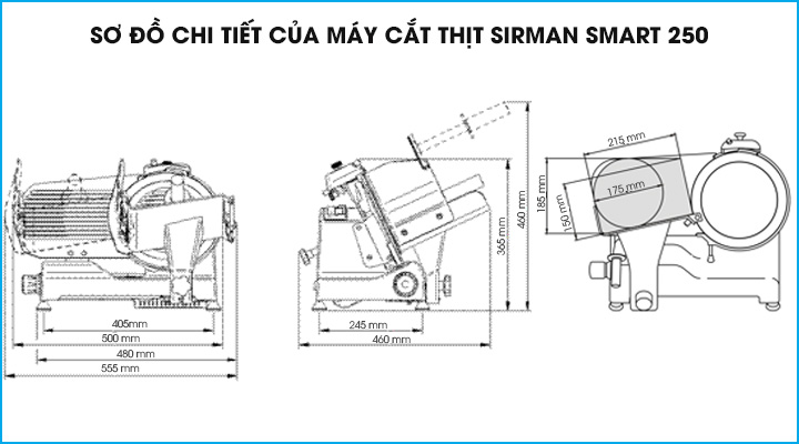 Sơ đồ chi tiết máy cắt thịt Sirman Smart 250