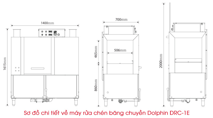 Sơ đồ chi tiết của máy rửa chén Dolphin DRC-1E