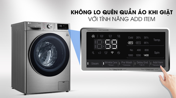 Tính năng Add Item của máy giặt FV1409S2V giúp dễ dàng thêm quần áo khi đang giặt