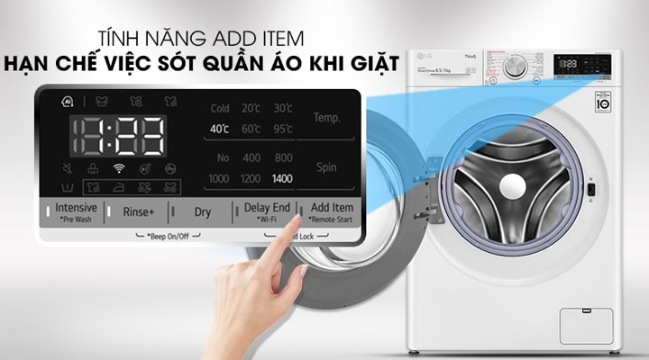 Tính năng Add Item của máy giặt FV1450S3W để thêm quần áo khi đang giặt
