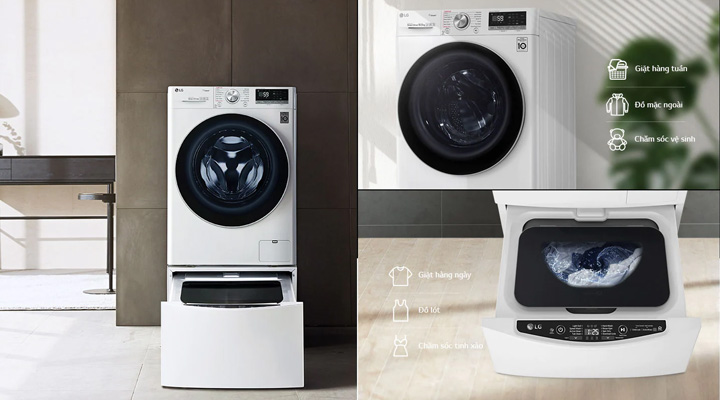 Máy giặt LG FV1450S3W có tính năng tương thích kêt hợp với máy giặt TWINWash Mini