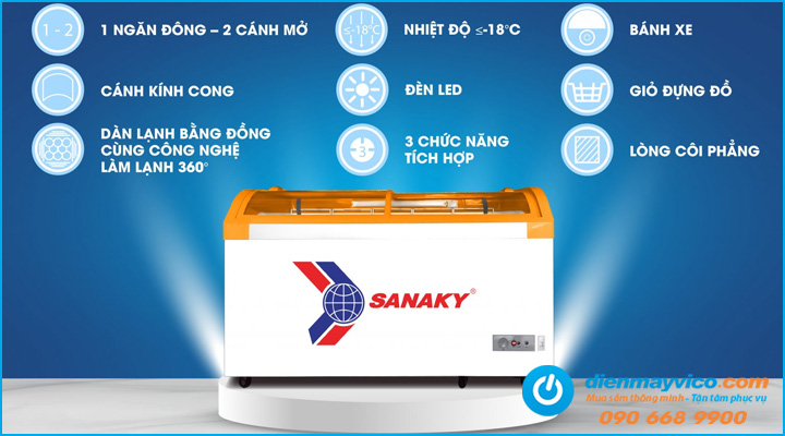 Tổng quan về tủ đông kính cong Sanaky VH-1099KA