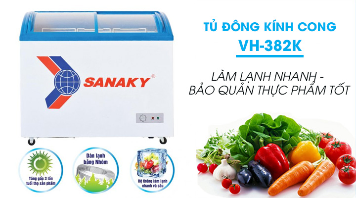 Tủ đông Sanaky VH-382K bảo quản và trưng bày thực phẩm hiệu quả