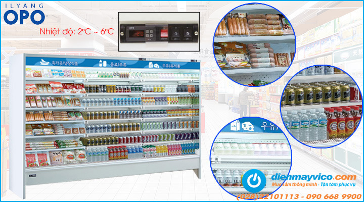 Tủ mát trưng bày nhiều ngăn dạng mở OPO SMC6D2 trang bị hệ thống làm lạnh hiện đại và tiết kiệm điện