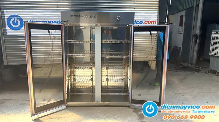 Ảnh thực tế Thanh lý tủ sấy diệt khuẩn chén bát 2 cánh kính