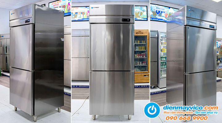 Ảnh thực tế Tủ đông mát đứng 2 cánh inox Icymax IUFR-2S078 600L