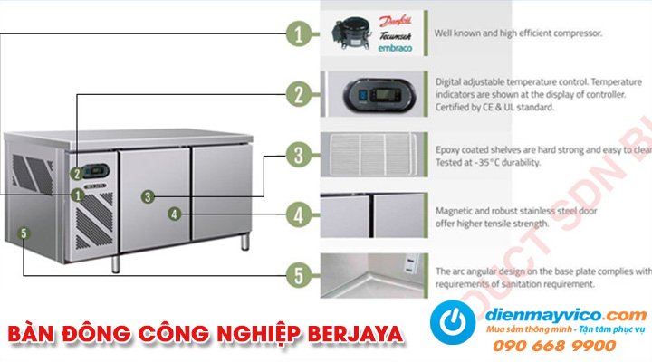 Bàn đông inox công nghiệp của thương hiệu Berjaya