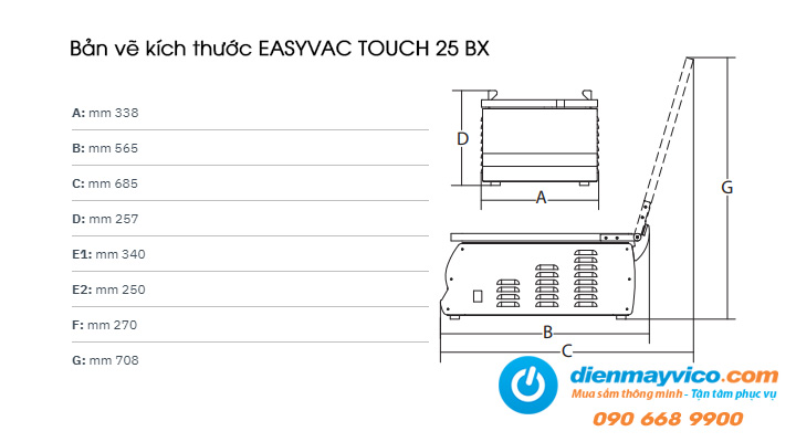 Bản vẽ Máy hút chân không Sirman EASYVAC TOUCH 25 BX