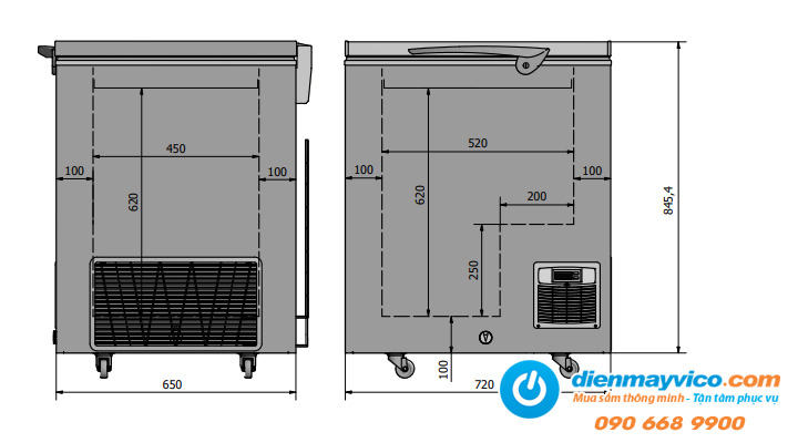 Bản vẽ kỹ thuật Tủ cấp đông âm sâu Elcold LAB11