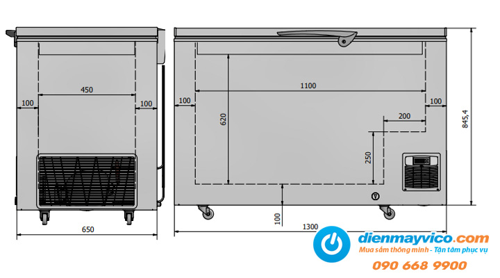 Bản vẽ kỹ thuật Tủ cấp đông âm sâu Elcold LAB31