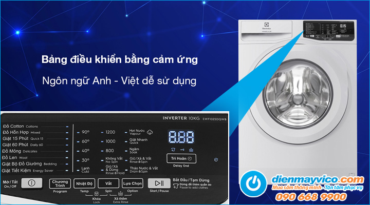 Bảng điều khiển Máy giặt Electrolux Inverter EWF1025DQWB