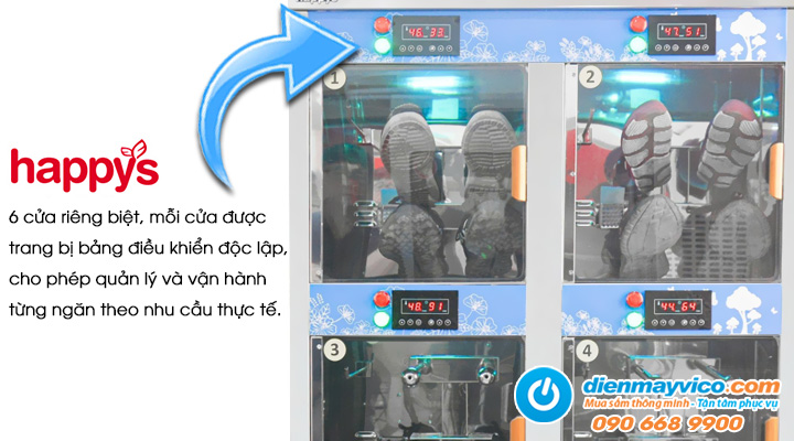Bảng điều khiển Tủ sấy diệt khuẩn giày dép, găng tay Happys HPS-STSH1206