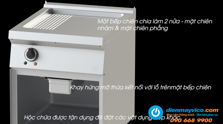 Đặc điểm cấu tạo của bếp chiên nửa phẳng nửa nhám Nayati NEFT 6-75 C ME dùng điện