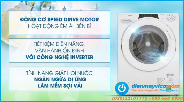 Các tính năng Máy giặt Candy Inverter RO 1496DWHC7/1-S 9Kg