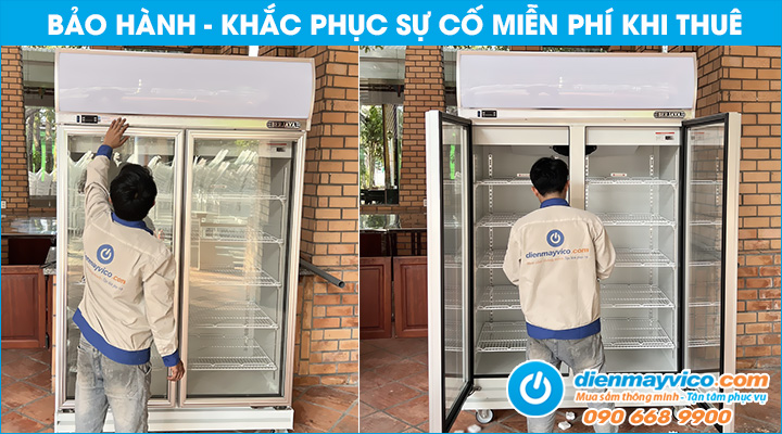 Bảo hành miễn phí khi thuê tủ mát 2 cánh kính