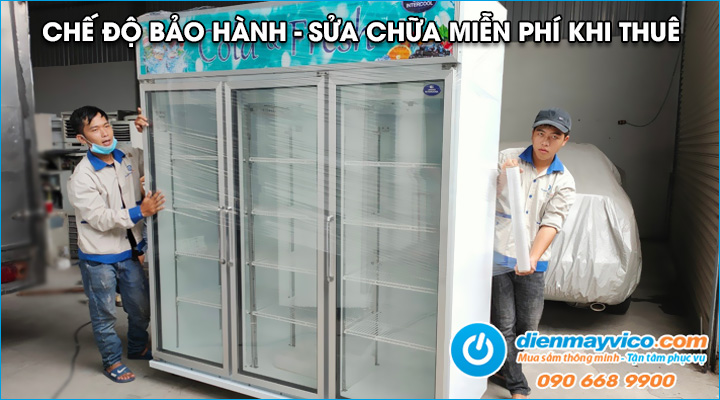 Bảo hành miễn phí khi thuê tủ mát 3 cánh kính