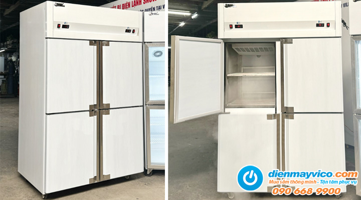 Tủ đông mát inox 4 cánh Snow Village quạt lạnh có chế độ làm lạnh hiện đại