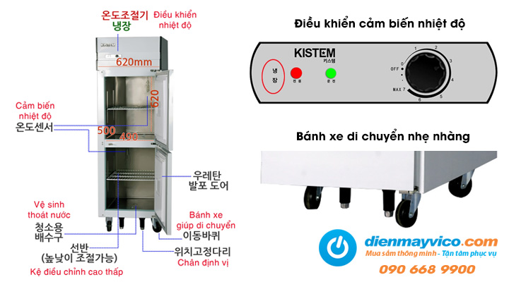 Chi tiết về Tủ mát inox 2 cánh Kistem KIS-XD25R