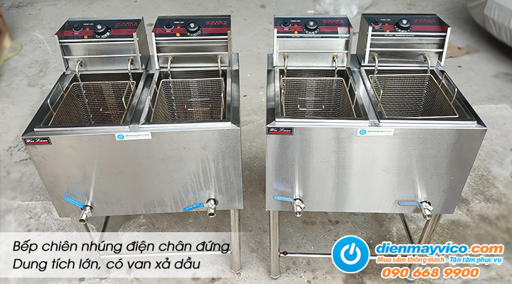 Cho thuê bếp chiên nhúng điện chân đứng có van xả dầu