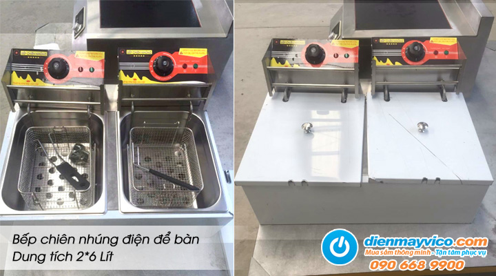 Cho thuê bếp chiên nhúng để bàn 2 x 6 Lít
