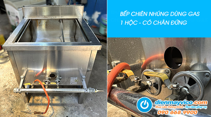 Cho thuê bếp chiên nhúng dùng gas chân đứng 1 hộc dầu