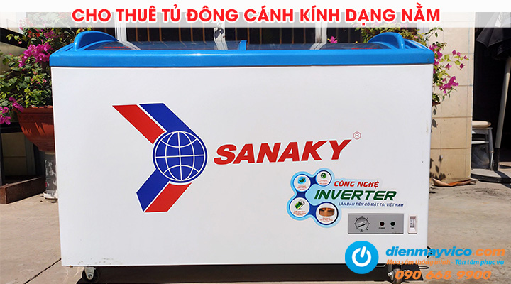 Mẫu tủ đông trưng bày cánh kính dạng nằm